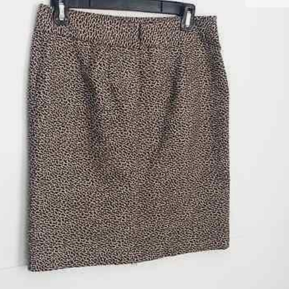 Loft Cotton Silk Blend Tan Brown Animal  Leopard Print Pencil Skirt Size 4P - Picture 4 of 9
